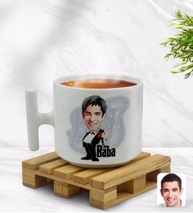 BK Gift Kişiye Özel Baba Godfather Karikatürlü T Kulplu Beyaz Middle Kupa Bardak-1