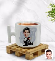 BK Gift Kişiye Özel Baba Godfather Karikatürlü T Kulplu Beyaz Middle Kupa Bardak-1