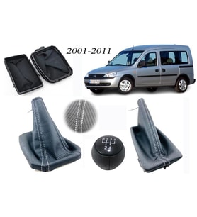 Opel Combo C Vites Körüğü + El Freni Körüğü + Vites Topuzu Delikli Deri Gri Dikiş