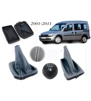 Opel Combo C Vites Körüğü + El Freni Körüğü + Vites Topuzu Delikli Deri Gri Dikiş
