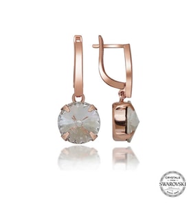 Swarovski Crystal Taşlı Gümüş Beyaz Sallantılı Kadın Küpe