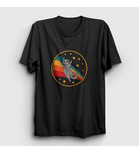 Presmono Unisex Siyah Space Scottish Fold Kedi T-Shirt 290633tt