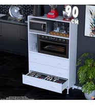 Eliusta Velar 90 cm 3 Çekmeceli Mikrodalga Fırın Mutfak Erzak Dolabı Çok Amaçlı Banyo Dolabı 90x150x32 cm
