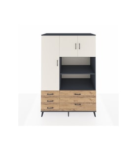 Kronos Dolap 7 Raflı 5 Çekmeceli 3 Kapaklı 132x59x195 Antrasit-Aytaşı/Çam