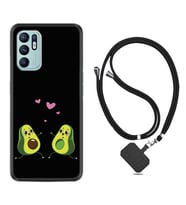 Oppo Reno 6 Kılıf Silikon Boyun Askılı İpli Desenli Silikon Aşık Avokadolar 1642