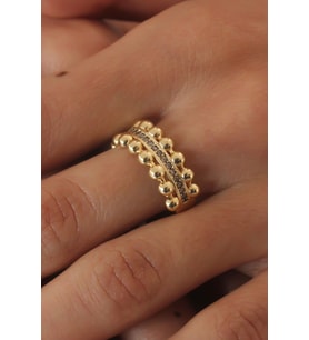 Gold Renk Zirkon Taşlı Kadın Yüzük (Altın)