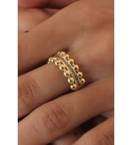 Gold Renk Zirkon Taşlı Kadın Yüzük (Altın)