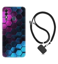 Tecno Spark 8T Kılıf Resimli Boyun Askılı İpli Desenli Silikon Series Petek 1825