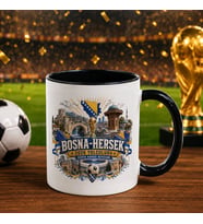 BK Gift Bosna-Hersek Taraftar Temalı Dünya Futbol Kupası Tasarımlı Siyah Kupa Bardak-2