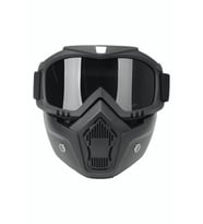 Cross Motosiklet Bisiklet Gözlüğü Açık Kask Maskesi Süngerli Bant Lastikli Jet Maske Siyah Camlı