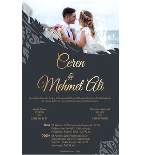Nikah Düğün Nişan Kına Davetiyesi Beyaz Zarflı 5053 Kodlu