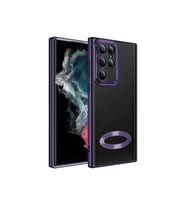 Samsung Galaxy S24 Ultra Uyumlu Kılıf Kamera Korumalı Logo Gösteren Zore Omega Kapak (Koyu Mor)
