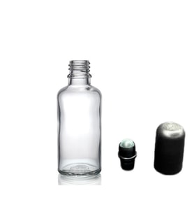 50ml şeffaf cam şişe roll-on şişe, 24 adet, bilye başlıklı şişe, cam şişe, roll-on şişesi