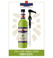 Kahve ve Kokteyl Şurubu Yeşil Elma Aromalı 70 CL + POMPA Simonelli