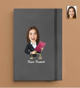 Kişiye Özel Avukat Kadın Model 13x21 Gri Defter-25