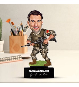 Kişiye Özel Komando Asker Karikatürlü Biblo