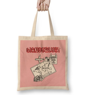 Funny Travel Gift Design Lover- Trippin Wanderlust Journey Adventurer Vacation Bez Çanta Uzun Saplı