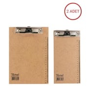Temel A5 ve 1/3 A4 Ahşap Sekreterlik Metal Klipsli Kalem Tutma Aparatlı 2li Set