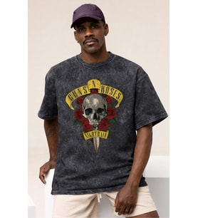 Guns N' Roses Rock Metal Müzik Grubu Baskılı Unisex Oversize Vintage Yıkamalı Tişört
