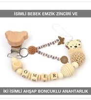 Sahi Aksesuar İsimli Bebek Emzik Zinciri ve İki İsimli Anahtarlık Seti TYBEZYI130