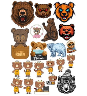 Ayı Sticker Set-11 17 Parça Telefon, Tablet, Defter, Laptop Sticker