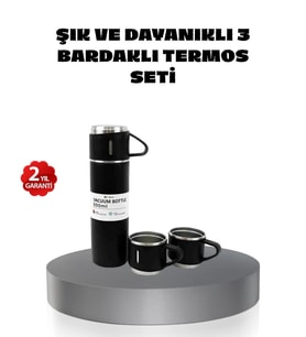 500 ml Paslanmaz Çelik Termos Seti – Sızdırmaz, Vakumlu, Isı Koruma Özellikli, Taşınabilir Termos