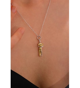 14 K White Gold Kaplama 925 Ayar Sarılan Çift Kolye