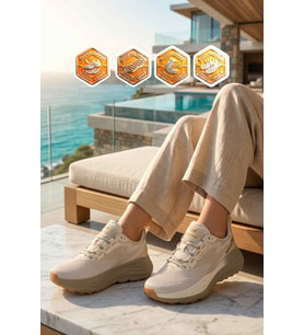 Walkway Bej Fileli Hafif Esnek Hafızalı Taban Unisex Spor Ayakkabı Flexion G