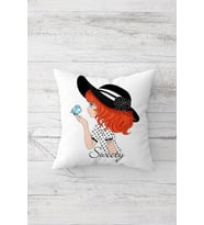 Sweety Çift Tarafı Baskılı Gizli Fermuarlı Yastık Kılıfı Kırlent Koltuk Yastık Kılıfı (Beyaz)