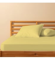 %100 Pamuklu Çift Kişilik Lastikli Çarşaf 160x200+30  50x70 Yastık Kılıfı ( 2 Adet ) (Sarı)
