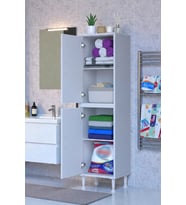 Eliusta Nuve Geniş Depolama Alanlı Dolap 45 cm Banyo/Mutfak Çok Fonksiyonlu 45x138x32,5 cm Saklama Dolabı (Beyaz)