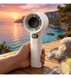 Dijital LED Ekranlı Mini El Vantilatörü - Ayarlanabilir Hız Kademeli Şarjlı Taşınabilir Fan
