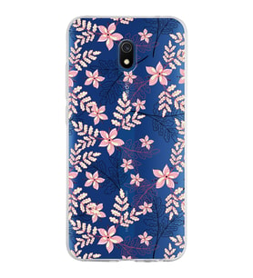 Xiaomi Redmi 8A Uyumlu Kapak Floral Kırmızı Tasarımlı Şeffaf Silikon Kılıf