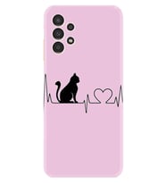 Samsung Galaxy M14 Kılıf Resimli Desenli Baskılı Silikon Pink Cat Heart 1303