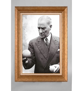 Çerçeveli Paspartulu Atatürk Tablo a406 (Gold)
