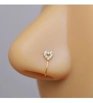 Gold Renk 925 Ayar Gümüş Delik Gerektirmeyen Sıkıştırmalı Kalp Hızma