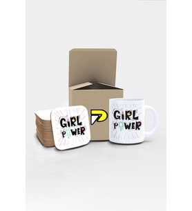 Girl Power Yazılı Tipografik Tasarımlı Baskılı Kupa Bardak Seti 2