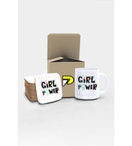 Girl Power Yazılı Tipografik Tasarımlı Baskılı Kupa Bardak Seti 2