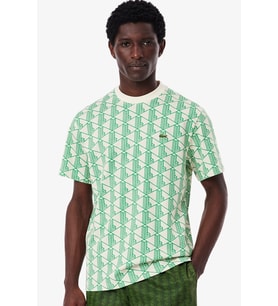 Lacoste Classic Fit Monogram T-shirt Erkek Bisiklet Yaka Tişört Yeşil