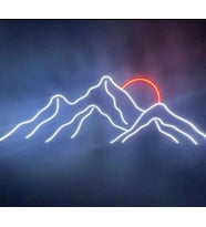 Dağ Tepe Güneş , Gün Batımı Dekoratif Neon Led Tablo, Neon Tabela
