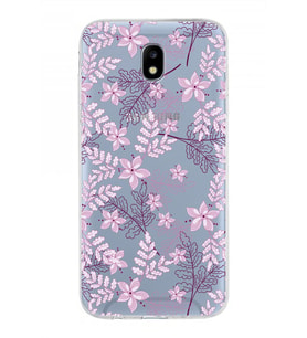 Samsung Galaxy J5 Pro Kapak Floral Pudra Tasarımlı Şeffaf Silikon Kılıf