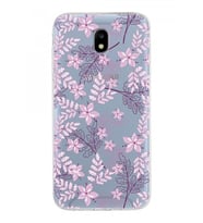 Samsung Galaxy J5 Pro Kapak Floral Pudra Tasarımlı Şeffaf Silikon Kılıf