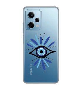 Redmi Note 12 Pro 5G Uyumlu Nazar Göz Desenli Şeffaf Telefon Kılıfı