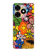 PrintiFy Tecno Spark Go 2023 ile Uyumlu Retro Color 2  Kamera Korumalı Şeffaf  Kılıf