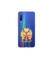 Xiaomi Mi 9 ile Uyumlu Splash Kapibara Tasarımlı Şeffaf Silikon Kılıf