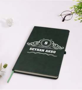BK Gift Kişiye Özel İsimli Yeşil Termo Deri Defter Model 33