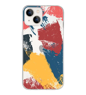 Apple iPhone 13 Uyumlu Kapak Brush Stroke Tasarımlı Şeffaf Silikon Kılıf