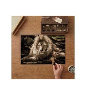 Uzun Tüylü Aslan Tasarımı 240 parça Ahşap Puzzle Ahşap Kutuda MP05148