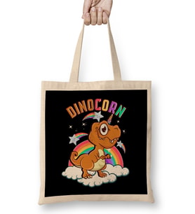 Cute & Funny Dinocorn Dinosaur Unicorn Bez Çanta Uzun Saplı