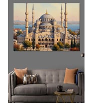 İstanbul Camii Ve Şehir Görünümü Dekoratif Kanvas - Mdf Ahşap Tablo